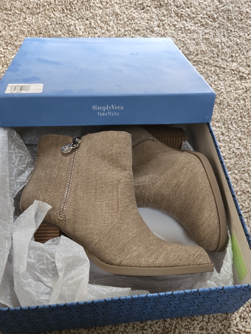 Simply Vera Vera Wang Tan Textured Ankle Booties with Side Zip